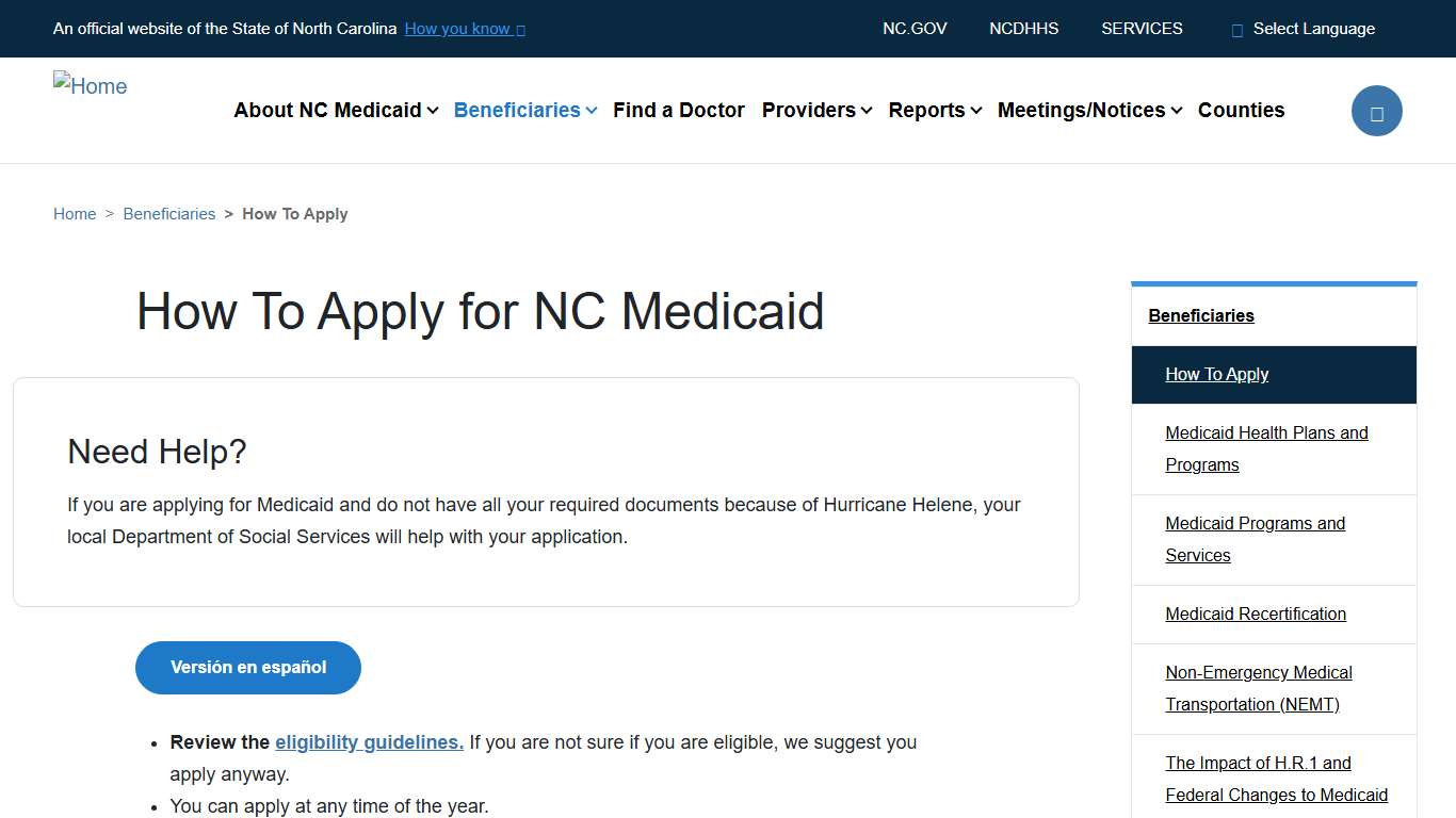How To Apply for NC Medicaid NC Medicaid